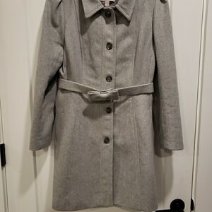 Banana Republic Wool Blend Gray PeaCoat Size Medium Petite